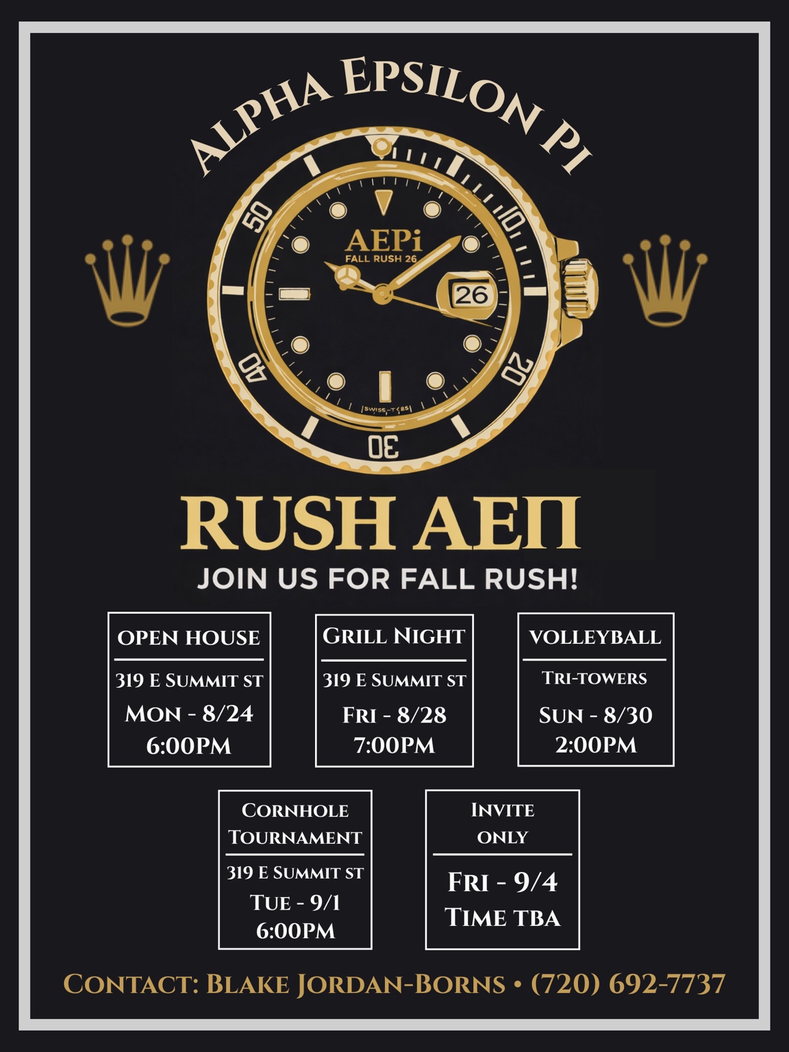 Alpha Epsilon Pi Fall Rush 2026 schedule